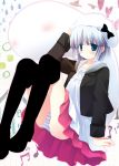  aqua_eyes blush contemporary ghost hat heart konpaku_youmu konpaku_youmu_(ghost) musical_note myon natsume_eri panties ribbon short_hair silver_hair thighhighs touhou underwear 