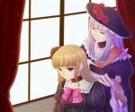  blonde_hair blue_eyes bow choker closed_eyes flower frills hair_brushing hat long_hair semimaru umineko_no_naku_koro_ni virgilia white_hair 