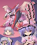  braid char's_counterattack char's_counterattack_-_beltorchika's_children gundam hat izayoi_sakuya kurogarasu kurokarasu nightingale parody purple_hair red_eyes remilia_scarlet short_hair silver_hair touhou twin_braids wings yukkuri_shiteitte_ne 