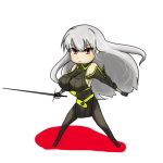  chibi detached_sleeves long_hair military_uniform mkt red_eyes selvaria_bles senjou_no_valkyria silver_hair sword uniform 