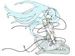  alternate_costume ame_(pixiv1081009) aqua_hair hatsune_miku long_hair seiza simple_background sitting skirt smile solo thigh-highs thighhighs twintails very_long_hair vocaloid 