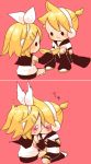  brother_and_sister chibi detached_sleeves incest kagamine_len kagamine_rin kiss miza-sore mouth_hold siblings twins vocaloid 