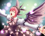  blue_(pixiv) closed_eyes dress hat mystia_lorelei open_mouth outstretched_arms pink_hair short_hair singing solo spread_arms touhou wings 