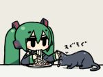  chan_co chibi chopsticks detached_sleeves eating green_hair hatsune_miku headphones twintails vocaloid 