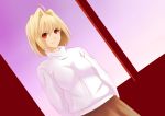  arcueid_brunestud blonde_hair highres long_hair red_eyes smile solo tsukihime turtleneck yooguru 