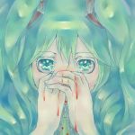  aqua_eyes aqua_hair bad_id blood close-up face hatsune_miku heat_so02 nosebleed solo twintails vocaloid 