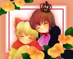  closed_eyes crown flower hug maria_(umineko) red_hair redhead ribbon sakutarou semimaru smile umineko_no_naku_koro_ni ushiromiya_maria 