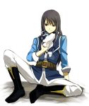  black_eyes black_hair blue_eyes dog long_hair male military military_uniform nanamura puppy repede smile solo tales_of_(series) tales_of_vesperia tales_of_vesperia:_the_first_strike uniform white_background yuri_lowell 