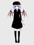  black_dress dress flower hat po_(pixiv) purple_hair red_eyes remilia_scarlet rose short_hair solo touhou wings 