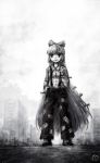  1girl fujiwara_no_mokou limfoman long_hair monochrome solo touhou very_long_hair 