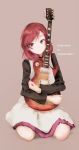  brown_eyes electric_guitar guitar instrument ivioss kneeling love_live!_school_idol_project nishikino_maki redhead skirt 