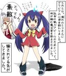  2girls age_regression blood blue_hair bowtie brown_eyes closed_eyes fairy_tail handkerchief long_hair mirajane_strauss multiple_girls open_mouth oversized_clothes sandals skirt socks speech_bubble tagme translation_request twintails very_long_hair wendy_marvell white_hair younger 