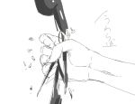  1girl breaking hands holding kinketsu monochrome phone simple_background solo touhou translated white_background yakumo_ran 