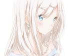  1girl blue_eyes collarbone earrings hair_ornament hairclip hiro_(hirohiro31) jewelry long_hair looking_at_viewer necklace original silver_hair simple_background sketch solo tagme white_background 