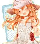  1girl ^_^ bow closed_eyes dress gekkan_shoujo_nozaki-kun hat naoton open_mouth orange_hair polka_dot_bow sakura_chiyo smile white_dress 