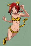  1girl animal_ears fang green_background hino_akane looking_at_viewer open_mouth precure red_eyes redhead rohitsuka short_hair sketch smile_precure! solo tail tiger_ears tiger_print tiger_tail 