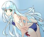  1girl absurdres aoki_hagane_no_arpeggio arpeggio_of_blue_steel ass bikini blue_hair green_eyes highres iona long_hair outstretched_arms spread_arms swimsuit yosshy815 