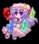  1girl book chibi chino_(ch_no) crystal hat long_hair mob_cap parted_lips patchouli_knowledge purple_hair solo tagme touhou violet_eyes 