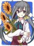  artist_request flower kantai_collection kiyoshimo_(kantai_collection) long_hair sunflower tagme twintails very_long_hair 