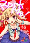  blonde_hair bow breasts cleavage earrings hair_bow haru_titose jewelry ongaku_shoujo ruri_(ruri_usm) twintails violet_eyes 