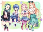  4girls aqua_eyes aqua_hair black_legwear blue_eyes blue_hair braid brown_hair camera green_eyes inazuma_eleven_(series) inazuma_eleven_go inazuma_eleven_go_galaxy jacket junekun long_hair long_skirt looking_at_viewer mizukawa_minori multiple_girls open_clothes open_jacket open_mouth orange_hair pantyhose parted_lips raimon raimon_school_uniform school_uniform seto_midori short_hair skirt smile sorano_aoi star twin_braids very_long_hair violet_eyes whistle yamana_akane 