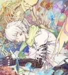  1boy android clear_(dramatical_murder) dramatical_murder fish gu-akira jellyfish male parts_exposed scarf skeleton solo spoilers underwear white_hair 