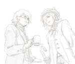  cup glasses hat helpyourselfish monochrome mug professor_ozpin roman_torchwick rwby sketch 