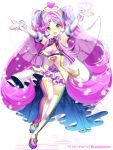  1girl :d breasts cleavage elbow_gloves full_body gloves green_eyes hair_ornament halo long_hair looking_at_viewer open_mouth original purple_hair roh_nam_kyung smile solo tagme very_long_hair wings 