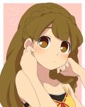  1girl alternate_hairstyle braid brown_eyes brown_hair bust dress face inazuma_eleven_(series) inazuma_eleven_go inazuma_eleven_go_chrono_stone long_hair looking_at_viewer nanobana_kinako no_pupils sekina solo 