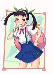  1girl backpack bag bakemonogatari black_hair hachikuji_mayoi hairband highres long_hair mahito monogatari_(series) red_eyes twintails 