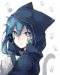  1girl animal_hood aqua_eyes asuna_(doruru-mon) blue_hair cat_hood ene_(kagerou_project) highres hood hoodie kagerou_project long_hair 