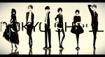  3boys 3girls black_dress black_hair dress formal fueguchi_hinami hair_over_one_eye i_m kamishiro_rize kaneki_ken kirishima_touka lineup long_hair multiple_boys multiple_girls nishio_nishiki pantyhose red_eyes short_hair suit tokyo_ghoul tsukiyama_shuu 