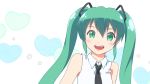  1girl :d anime_coloring green_eyes green_hair hair_ornament hatsune_miku highres long_hair looking_at_viewer necktie nicca_(kid_nicca) open_mouth smile solo tagme twintails vocaloid 
