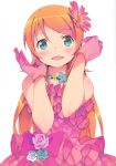  1girl absurdres dress gloves hair_ornament hairclip highres kanzaki_hiro kousaka_kirino long_hair open_mouth orange_hair ore_no_imouto_ga_konna_ni_kawaii_wake_ga_nai scan solo 