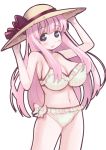  1girl bikini blue_eyes haramura_nodoka hat long_hair pink_hair pororin saki standing sun_hat swimsuit 