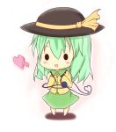  1girl :d chibi gaius_(nikoniko2) green_hair hat heart komeiji_koishi long_hair open_mouth smile solid_circle_eyes solo tagme third_eye touhou 