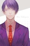  1boy character_name formal gunni necktie purple_hair short_hair solo suit tokyo_ghoul tsukiyama_shuu violet_eyes 
