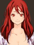  1girl black_background bust female light_smile long_hair looking_at_viewer maou_(maoyuu) maoyuu_maou_yuusha no_headwear red_eyes redhead simple_background solo 