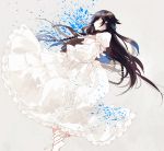  1girl alice_(pandora_hearts) barefoot braid brown_hair closed_eyes dress frilled_dress frills highres long_hair paint_splatter pandora_hearts shirashima_yuri solo white_dress 