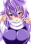  1girl blush breasts breath ebi_193 hat large_breasts letty_whiterock purple_hair scarf solo touhou violet_eyes 