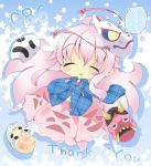  1girl chibi closed_eyes comiket hata_no_kokoro highres mask milkpanda pink_hair sleeping solo star tagme thank_you touhou zzz 
