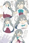  +_+ ? admiral_(kantai_collection) ahoge bow bowtie gloves grey_eyes grey_hair hair_bow hair_ornament hair_ribbon hands kantai_collection kiyoshimo_(kantai_collection) long_hair open_mouth out_of_frame pantyhose ribbon school_uniform sparkle sparkling_eyes tagme translation_request twintails white_gloves 