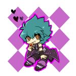  1boy green_hair grin heart heart-shaped_pupils johan_andersen leaning_forward male short_hair smile solo standing symbol-shaped_pupils tobi_(one) white_background yuu-gi-ou yuu-gi-ou_gx 