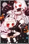  2girls airplane claws horn horns kantai_collection long_hair looking_at_viewer mins_(minevi) multiple_girls northern_ocean_hime pale_skin panties red_eyes seaport_hime shinkaisei-kan side-tie_panties tagme underwear white_hair 