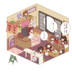  6+girls akagi_(kantai_collection) breasts cash_register chibi chitose_(kantai_collection) comic failure_penguin fuuka_(fukasheu) indoors kantai_collection kumano_(kantai_collection) long_hair majokko_(kantai_collection) mamiya_(kantai_collection) multiple_girls naka_(kantai_collection) ponytail purple_hair restaurant sleeping taihou_(kantai_collection) tama_(kantai_collection) translated yamato_(kantai_collection) 