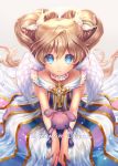  1girl angel angel_wings blonde_hair blue_eyes blush halo long_hair looking_at_viewer momoshiki_tsubaki original smile solo wings 