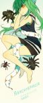  1girl bike_shorts english green_hair original popokuri solo spider translated 