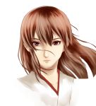  1girl akagi_(kantai_collection) bust face ishii_hisao japanese_clothes kantai_collection long_hair looking_at_viewer portrait solo white_background 
