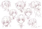  1girl angry blush character_sheet closed_eyes comic empty_eyes expressions full-face_blush kantai_collection r-king shiranui_(kantai_collection) smile solo translated 