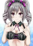  1girl bikini grey_eyes highres idolmaster idolmaster_cinderella_girls kanzaki_ranko kawahara_natsuki long_hair silver_hair swimsuit twintails 